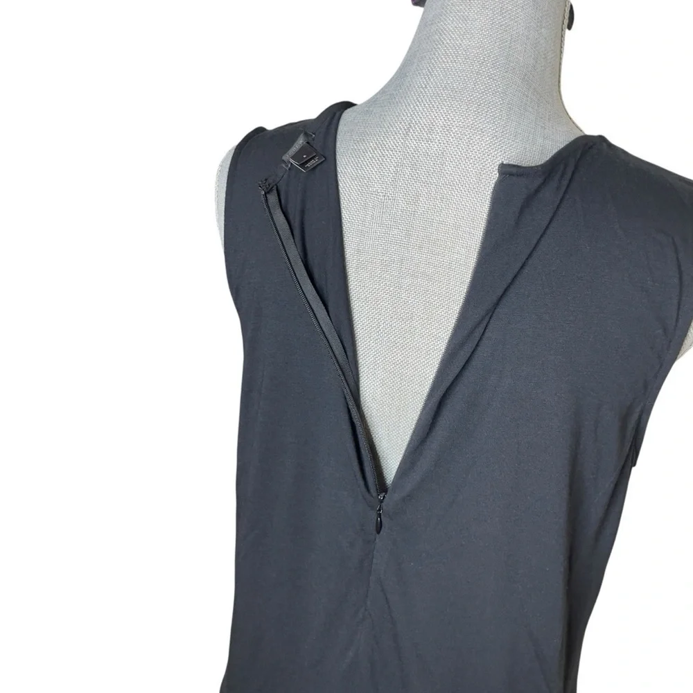 J.Crew Solid Black Fringe Tank Drape Top Tunic B6374 Sleeveless Classic S